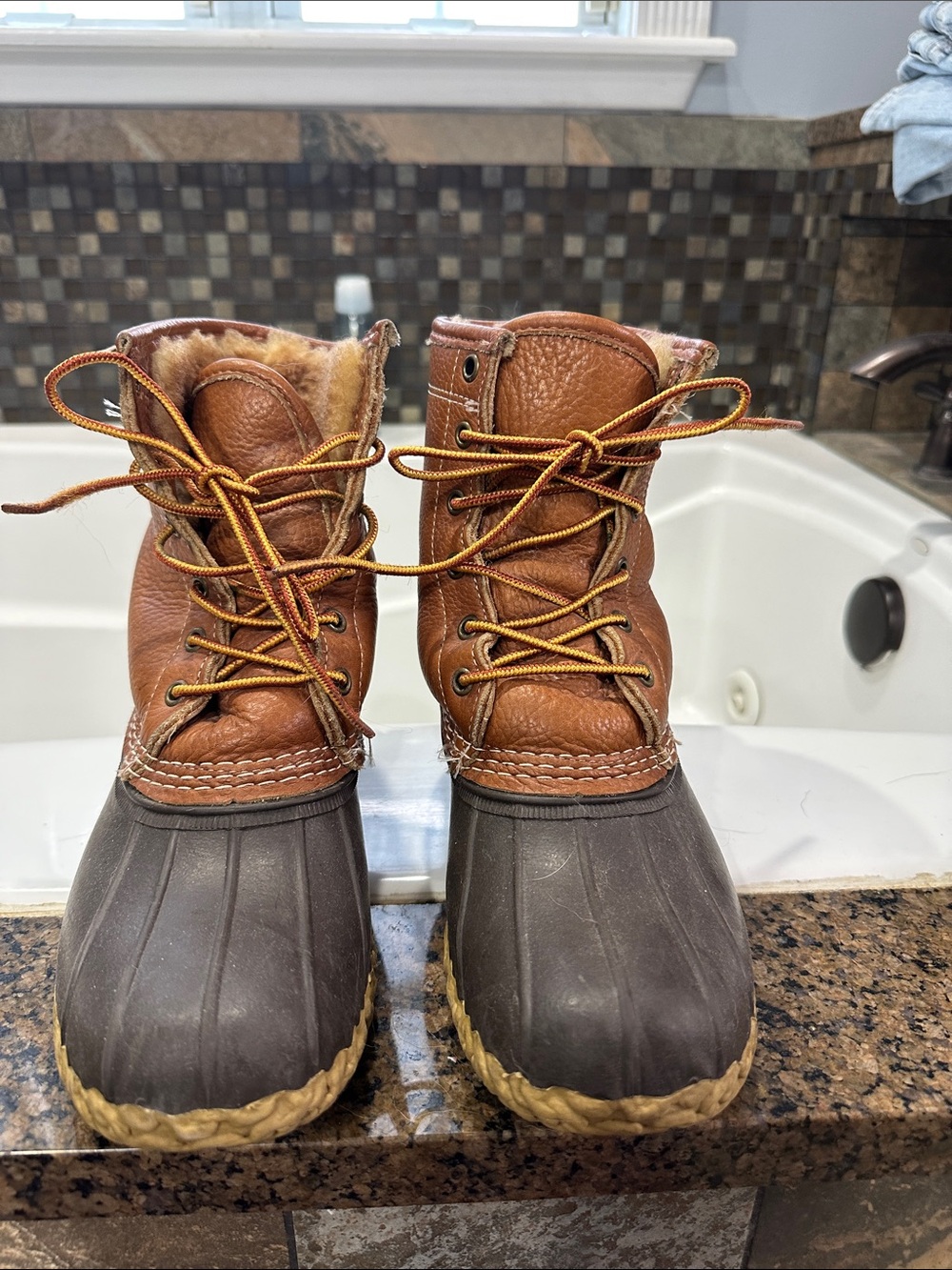 LL Bean duck boots with fur insulation
